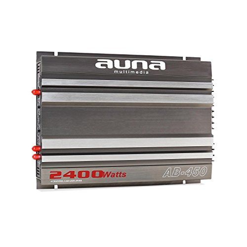  [아마존베스트]-Service-Informationen auna AB-450 Car Power Amplifier 4-Channel Amplifier Car HiFi Amplifier (2400 Watt Max, Adjustable Low Pass Filter, Racing Design, Bridgeable, 20 Hz - 20 kHz Frequency) Grey/Silver