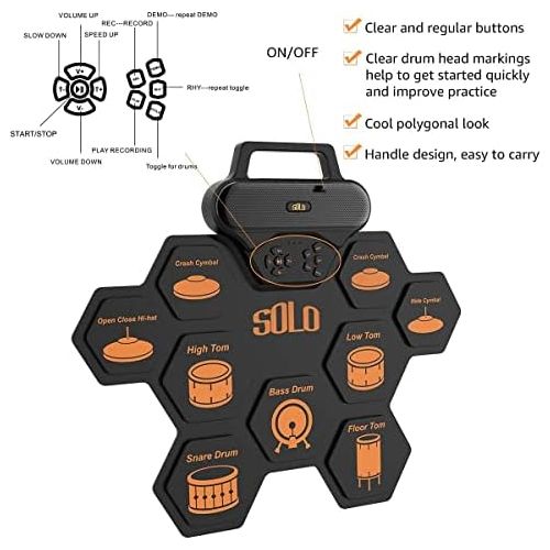  [아마존베스트]Solo Electronic drum, portable rechargeable electronic drum, suitable gifts for children.