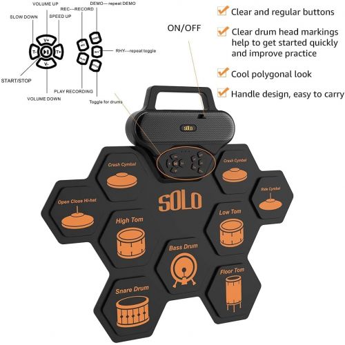  [아마존베스트]Solo Electronic drum, portable rechargeable electronic drum, suitable gifts for children.