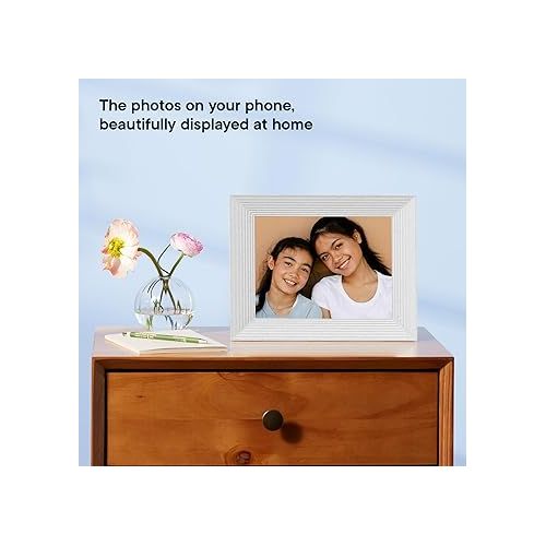  Aura Mason WiFi Digital Picture Frame | The Best Digital Frame for Gifting | Send Photos from Your Phone | Quick, Easy Setup in Aura App | Free Unlimited Storage | White Quartz