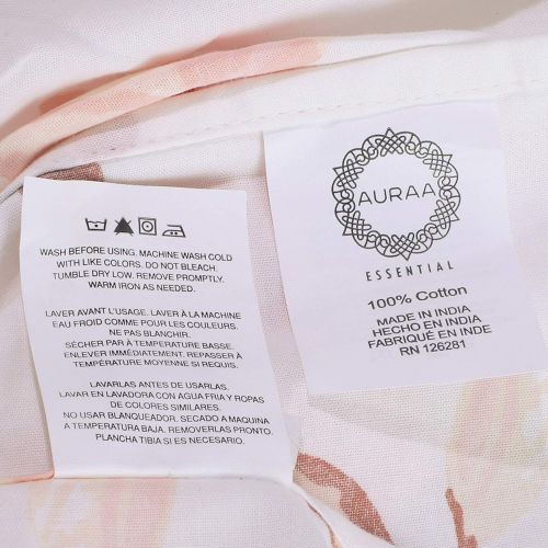  AURAA Essential 100% Cotton Sheet Set - 4 Piece Set,Soft & Smooth Percale Weave,16 DEEP Pocket,Luxury Hotel Bedding,Oeko-TEX Certified (Peached Butterfly, Full)