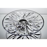 AURUM BOHEMIAN CRYSTAL GLASS FOOTED PLATEFlame Dia-14 CLEAR DECORATIVE WEDDING GIFT CRYSTAL PLATTER VINTAGE EUROPEAN DESIGN ELEGANT CENTERPIECE CAKE STAND FRUITS DESSERT CZECH CRYSTAL GL