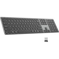 AUSDOM Wireless Bluetooth Keyboard Full Size, Quiet Slim Multi-Device Rechargeable Cordless QWERTY Keyboard with Number Pad, Low Profile Silent Flat Universal Keyboard for Computer/Mac/Windows