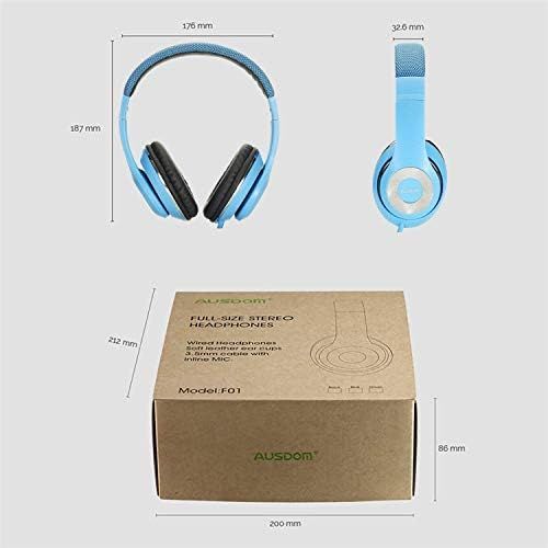  [아마존베스트]AUSDOM F01 Lightweght wired Over-Ear HD stereo headset sports music headphone Mic professional notebook with a microphone headset computer game,Soft leather ear cups,Stereo Gaming