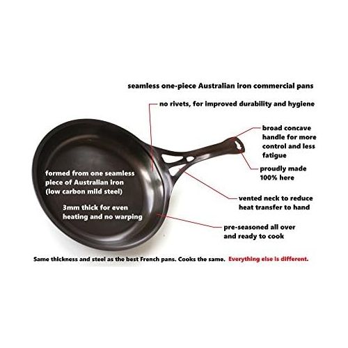  SOLIDTEKNICS AUS-ION Skillet, 7 (18cm), Smooth Finish, 100% Made in Sydney, 3mm Australian Iron, Professional Grade Cookware