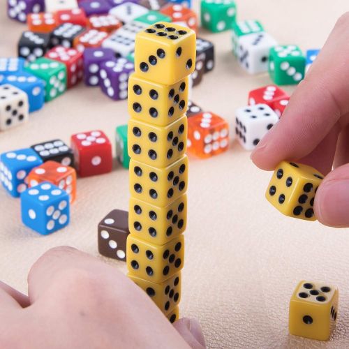  [아마존베스트]AUSTOR 100 Pieces 6 Sided Game Dice Set 12mm Square Corner Dice with a Free Pouch