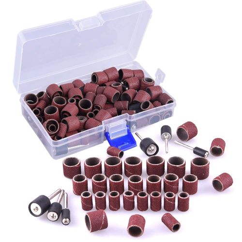  [아마존베스트]AUSTOR 192 Pcs Sanding Drum Kit with Free Box Including 180 Pcs Drum Sander Nail Sanding Band Sleeves and 12 Pcs Drum Mandrels for Dremel Rotary Tool