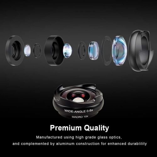  AUSWIEI 2 in 1 Smartphone Camera Lens Wide Angle Lens & Macro Lens for iPhone Samsung Android Most Smartphones (Color : Black)