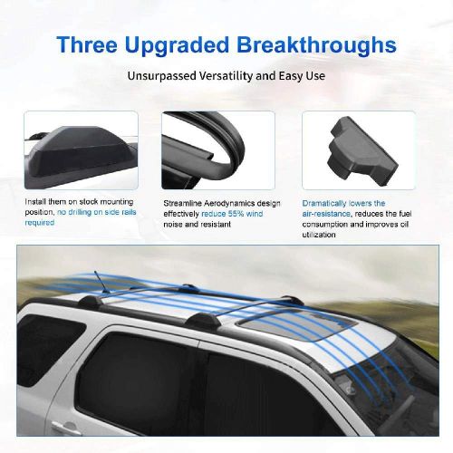  AUTEX IRONWALLS 2PCS Roof Racks Crossbars Cargo Load Bars Alumunim Black for Honda CRV 2002-2006 with Side Rails