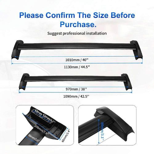  AUTEX IRONWALLS 2PCS Roof Racks Crossbars Cargo Load Bars Alumunim Black for Honda CRV 2002-2006 with Side Rails