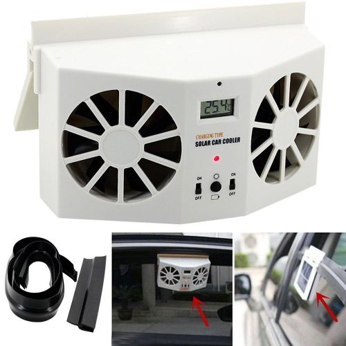  AUTOLOVER Solar Powered Car Cool Cooler Fan Auto FrontRear Window Air Vent Exhaust Fan Vehicle Radiator Vent with Ventilation (White)
