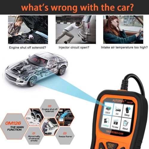  AUTOPHIX OBD2 OBD II Scanner Enhanced OM126P Vehicle Code Reader Auto Diagnostic Check Engine Light for All OBD II Car After 1996[Upgrade Version]