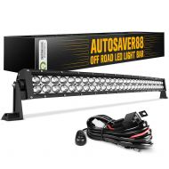 AUTOSAVER88 LED Light Bar AUTO 4D 32 Inch Curved Led Work Light 300W with 8ft Wiring Harness Kit, 30000LM Offroad Driving Fog Lamp Marine Boating Lights IP68 WATERPROOF Spot & Flood Combo Beam