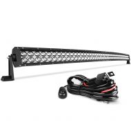 AUTOSAVER88 LED Light Bar 52 Inch Curved AUTO Work Light 4D 500W with 8ft Wiring Harness, 50000LM Offroad Driving Fog Lamp Marine Boating Light IP68 WATERPROOF Spot & Flood Combo Beam Light Ba