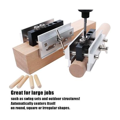  AUTOTOOLHOME Self Centering Doweling Jig Dowel Jig Kit Drill Jig for Straight Holes Wood Joiner 6 Drill Guide Bushings Set Woodworking Power Tool Accessory Jigs