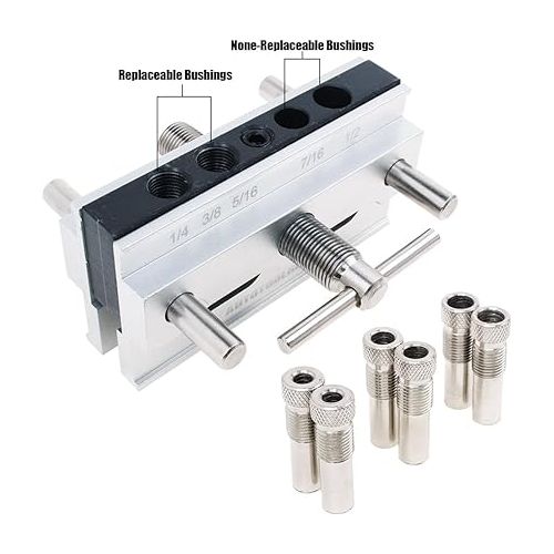  AUTOTOOLHOME Self Centering Doweling Jig Dowel Jig Kit Drill Jig for Straight Holes Wood Joiner 6 Drill Guide Bushings Set Woodworking Power Tool Accessory Jigs