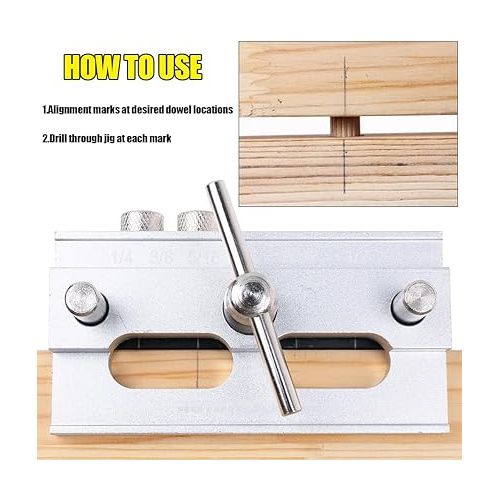  AUTOTOOLHOME Self Centering Doweling Jig Dowel Jig Kit Drill Jig for Straight Holes Wood Joiner 6 Drill Guide Bushings Set Woodworking Power Tool Accessory Jigs