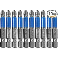 AUTOTOOLHOME 10pcs Hex Magnetic Anti Slip Impact Screwdriver Bit Set Phillips PH3 2