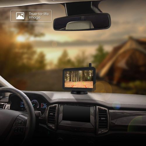  [아마존베스트]AUTO-VOX Solar Wireless Backup Camera, 5 Mins DIY Installation, 5 Inch HD Monitor with Digital Wireless Signal and HD Image Waterproof Rear View Camera for Car,SUV
