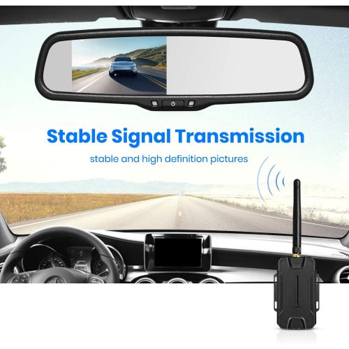  [아마존베스트]AUTO-VOX T1400 Upgrade Wireless Backup Camera Kit, Easy Installation with No Wiring, No Interference, OEM Look with IP 68 Waterproof Super Night Vision Rear View Camera