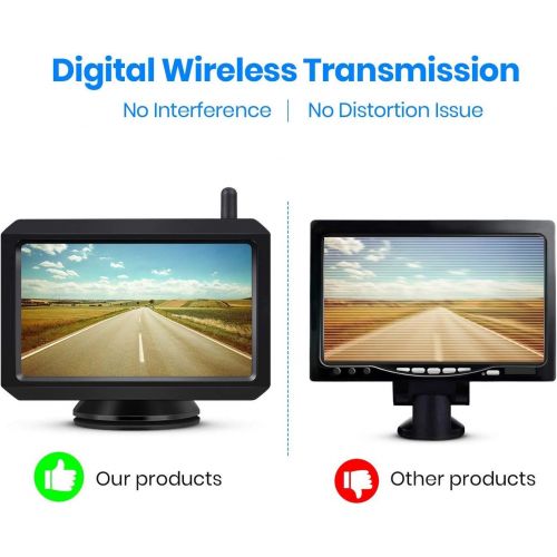  [아마존베스트]Upgrade 720P Digital Wireless Backup Camera,2 Cameras Channel Support, AUTO VOX W7PRO 5 TFT Monitors and IP68 Waterproof Wireless Rear View Camera for Car,Trucks,Trailer