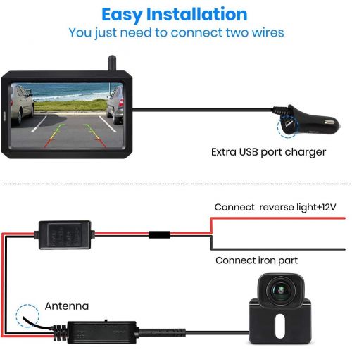  [아마존베스트]Upgrade 720P Digital Wireless Backup Camera,2 Cameras Channel Support, AUTO VOX W7PRO 5 TFT Monitors and IP68 Waterproof Wireless Rear View Camera for Car,Trucks,Trailer