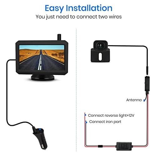  AUTO VOX W7 Wireless Digital Reversing Camera Set with 5 Inch (12.7 cm) LCD Monitor with Antenna, Built in Radio Transmitter, Wireless Parking Aid, Waterproof IP68 Backup Reversing