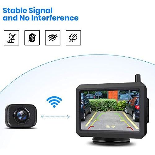  AUTO VOX W7 Wireless Digital Reversing Camera Set with 5 Inch (12.7 cm) LCD Monitor with Antenna, Built in Radio Transmitter, Wireless Parking Aid, Waterproof IP68 Backup Reversing