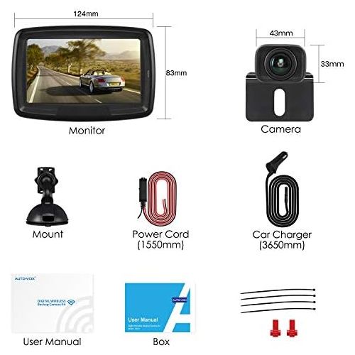  Auto Vox CS2 Wireless Digital Backup Camera Kit, Stable Signal Transmission, 1/3CMOS Colour Sensor, Mirrored Camera Picture, 4.3 Inch Monitor, Super Night Vision, Parking Aid to Ch