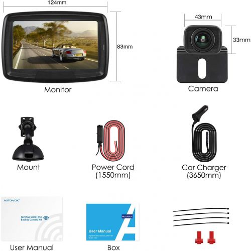  Auto Vox CS2 Wireless Digital Backup Camera Kit, Stable Signal Transmission, 1/3CMOS Colour Sensor, Mirrored Camera Picture, 4.3 Inch Monitor, Super Night Vision, Parking Aid to Ch