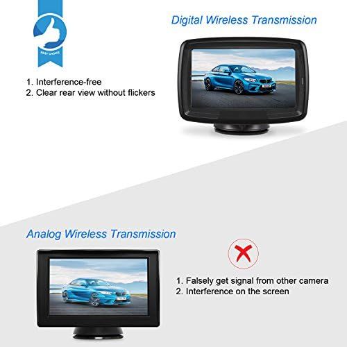  AUTO VOX Reversing Camera Wireless Set with 4.3 Inches / 11 cm LCD Monitor, Wireless Parking Aid 12 24 V with IP68 Waterproof Digital Reversing Camera with Good Night Vision (TD2)