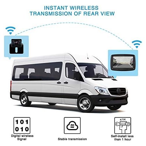  AUTO VOX Reversing Camera Wireless Set with 4.3 Inches / 11 cm LCD Monitor, Wireless Parking Aid 12 24 V with IP68 Waterproof Digital Reversing Camera with Good Night Vision (TD2)