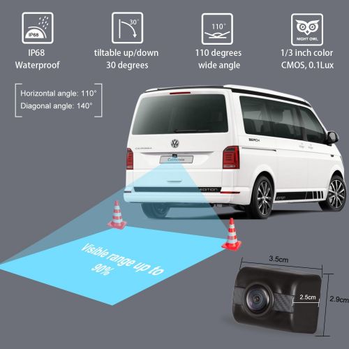  AUTO VOX Reversing Camera Wireless Set with 4.3 Inches / 11 cm LCD Monitor, Wireless Parking Aid 12 24 V with IP68 Waterproof Digital Reversing Camera with Good Night Vision (TD2)