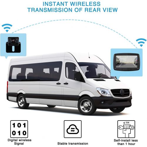  AUTO VOX Reversing Camera Wireless Set with 4.3 Inches / 11 cm LCD Monitor, Wireless Parking Aid 12 24 V with IP68 Waterproof Digital Reversing Camera with Good Night Vision (TD2)