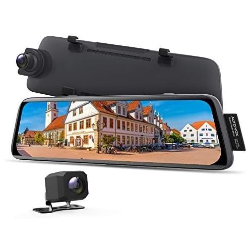  AUTO VOX V5 Mirror Dashcam 1080P Dual Dashcam Front Rear with GPS Tracking, Night Vision, Parking Mode, 9.35 Inch Full Touch Screen Rear view Mirror with Rear view Camera