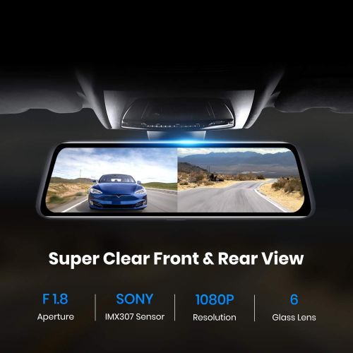  AUTO VOX V5 Mirror Dashcam 1080P Dual Dashcam Front Rear with GPS Tracking, Night Vision, Parking Mode, 9.35 Inch Full Touch Screen Rear view Mirror with Rear view Camera