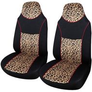 [아마존 핫딜] [아마존핫딜]AUTOYOUTH 2PCS Trendy Leopard Pattern Integrated Front Bucket Seat Cover Velvet Fabric Black Auto Accessories Universal Fits for Most Cars, SUV, Truck ¡­ (YELLOW-2)