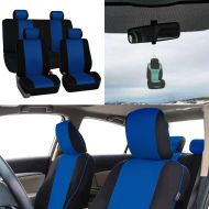 AUTOYOUTH FH Group FB063114 Cloth Car Seat Covers w. Piping Full Set Airbag & Split Ready, Blue w. Free Air Freshener-Fit Most Car, Truck, SUV, or Van