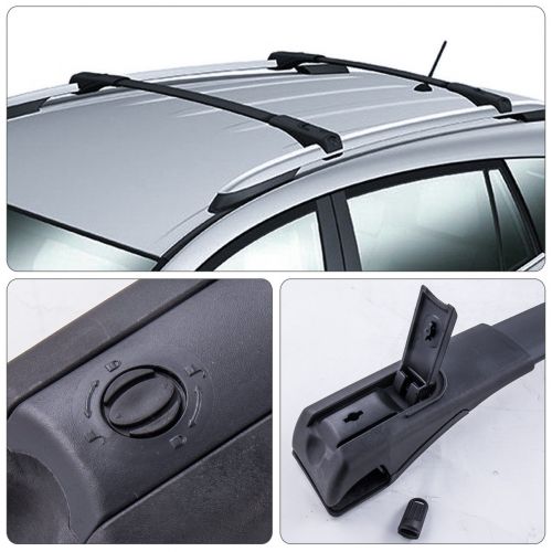  AUXMART For Toyota RAV4 Adjustable Black Aluminum Roof Mount Cross Bar Slide Rails OE Style + Bicycle Carrier Upright Lock Pair