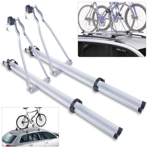  AUXMART For Toyota RAV4 Adjustable Black Aluminum Roof Mount Cross Bar Slide Rails OE Style + Bicycle Carrier Upright Lock Pair