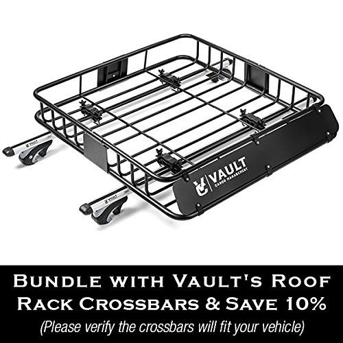  AUXMART Vault Cargo Management Universal Roof Basket Heavy Duty Cargo Roof Carrier Rack Ideal for Hauling Luggage, Spare tire, and Camping Gear - Roof Rack for SUV/Truck/Car (L 44 x W 39 x