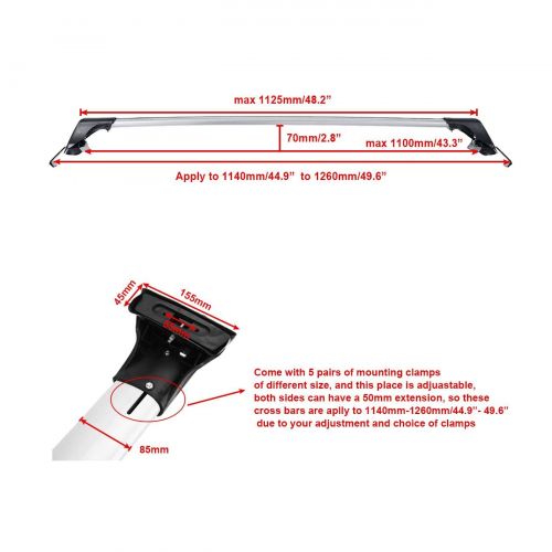  AUXMART 48 Roof Rack Crossbars for Bare Roofs - Features Keyed Locking Mechanism, Aero Dynamics