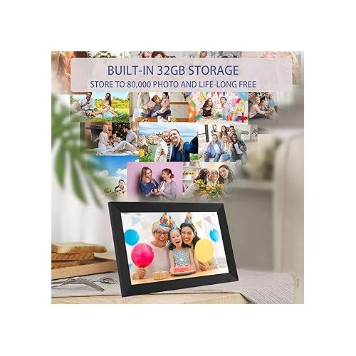  10.1 Inch WiFi Digital Picture Frame - Digital Photo Frame,1280x800 IPS HD Touch Screen, Auto-Rotate,Built-in 32GB Storage, Share photos and videos easily from app Anywhere