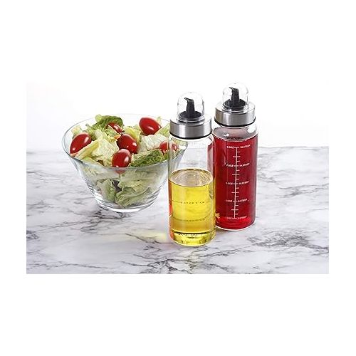  AVACRAFT Glass Olive Oil Dispenser Bottle with Pour Spouts, Measurement Marks on the Oil container for Healthy Cooking, Olive Oil Bottle, Oil and Vinegar Dispenser 10OZ, Set of Two (OC3)
