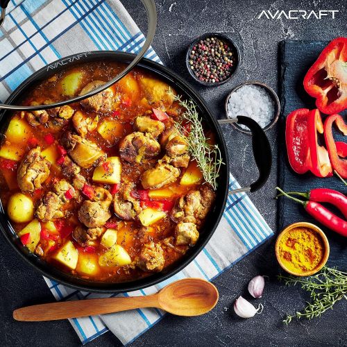  AVACRAFT 9 Inch Nonstick Everyday Pan, Ceramic Multiclad Stainless Steel, 100% PTFE, PFOA Toxins Free, Ceramic Chef’s Pan with Glass Lid, Always Pan in Pots and Pans (9 Inch Non-St