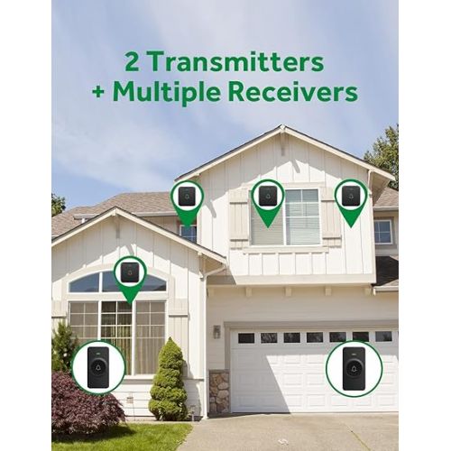  AVANTEK Wireless Door Bell, Mini CB-11 Waterproof Doorbell Chime Operating at 1000 Feet with 52 Melodies, 5 Volume Levels & LED Flash