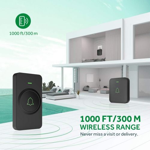  [아마존핫딜][아마존 핫딜] Wireless Doorbell, AVANTEK Mini Waterpoof Door Bell Kit Operating at 1000 Feet with 52 Chimes, 5 Volume Levels and LED Flash, Doorbell Chime with CD Quality Sound, Easy Setup - - A