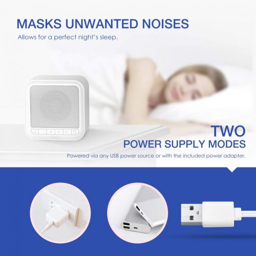  White Noise Machine, AVANTEK Sound Machine for Sleeping, 20 Non-Looping Soothing Sounds with High Quality Speaker & Memory Function, 30 Levels of Volume and 7 Timer Settings