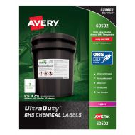 Avery UltraDuty GHS Chemical Labels for Laser Printers, Waterproof, UV Resistant, 4.75 x 7.75, 100 Pk(60502)