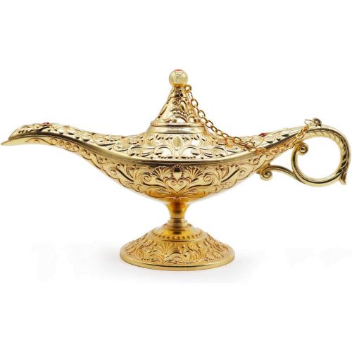  [아마존베스트]AVESON Classic Vintage Collectable Rare Legend Aladdin Magic Genie Costume Lamp Home Table Decoration & Gift, Gold